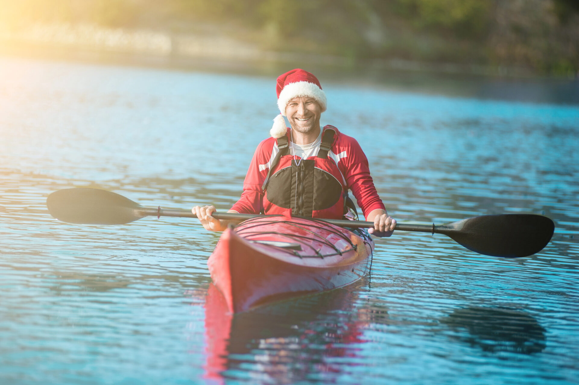 natale in citta babbo natale in canoa