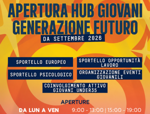 Locandina apertura Hub Giovani Generazione Futuro a Città di Castello