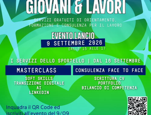 Locandina evento di lancio sportello giovani & lavori