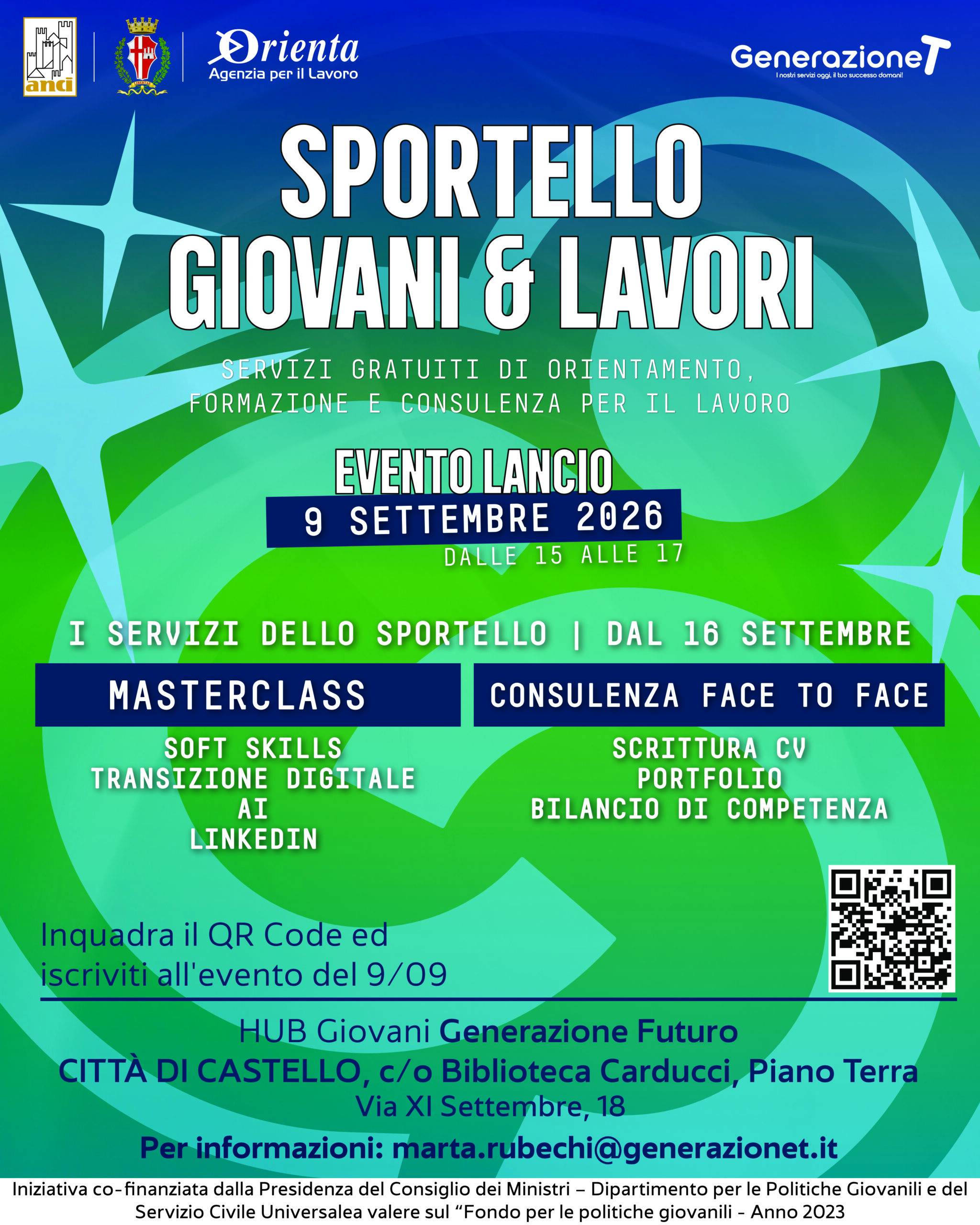 Locandina evento di lancio sportello giovani & lavori